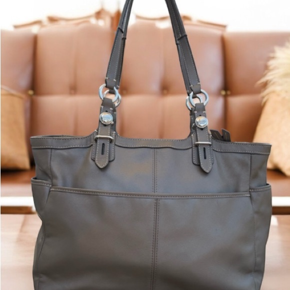 Coach Charcoal Leather Tote Bag - Picture 2 of 5